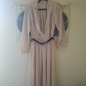 Knee length sheer champagne dress